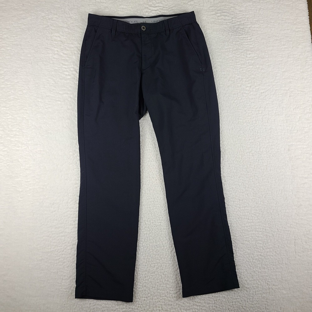 Under Armour Match Play Pants Mens 34‎ x 32 Black Straight Performance Tech Golf